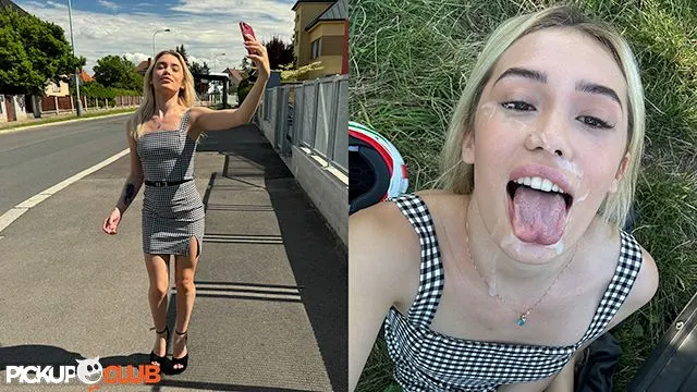 Blondýnka na skůtru skončí na pikniku a pak v přírodě
